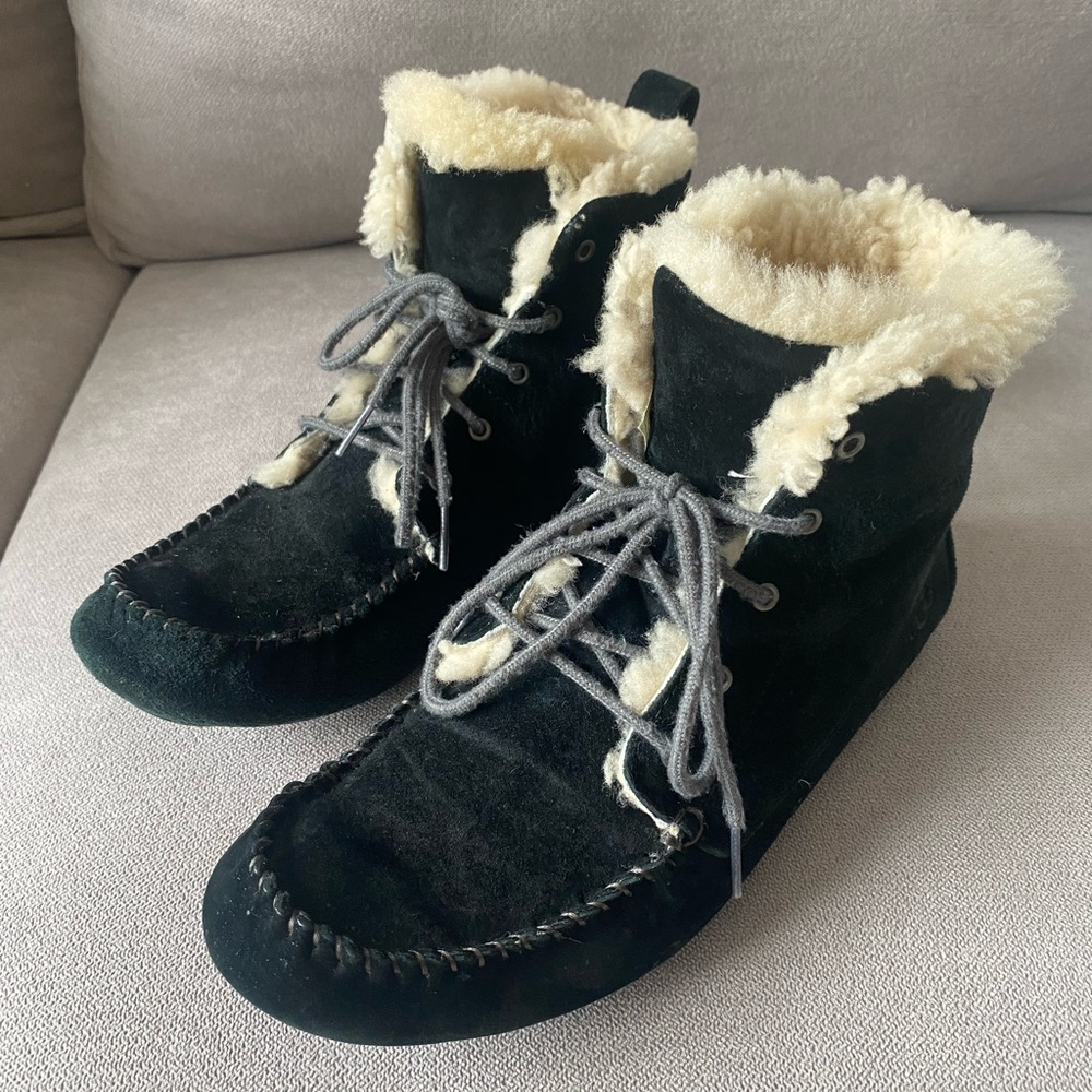 UGG Women’s Black Suede Shearling Lined Boots